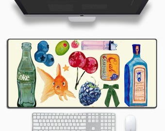 Vibrant Patterns Collage Desk Mat, Large Rubber Mouse Pad, Water Repellent Table Cover Desk Pad for Writing, Laptop, Desktop