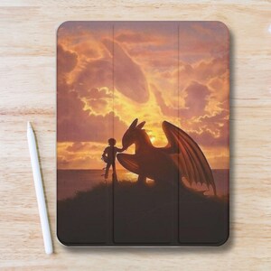 HTTYD Fanart Aesthetic iPad Case w Pen Slot, Slim Trifold Stand iPad Flip Case for iPad Pro 13 12.9 11, iPad Air 13", Air 5 4, iPad Mini