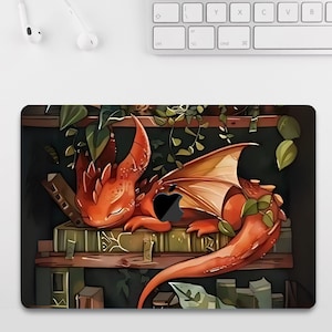 Custodia protettiva per MacBook Neo, MacBook Air, MacBook Pro con drago sui libri.
