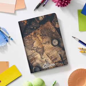 Personalizowane etui z mapą świata na iPada Pro 13 12 11, iPad Air 13", iPad 10 9, iPad Mini, etui z miejscem na rysik