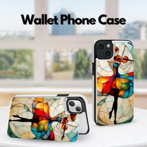 Stained Glass Print Wallet Flip iPhone Case for iPhone 16 15 Pro Max, iPhone 16 16E 15 14 13 12 11, iPhone Pro Max, Pro Plus