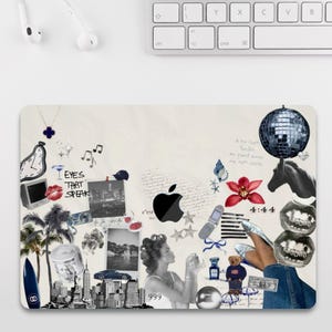 Cute Pattern Aesthetic Scrapbook MacBook Case for MacBook Air 15 13, MacBook Pro 16 14 13 inch, M3 M2 M1, MacBook Collage Case Cover