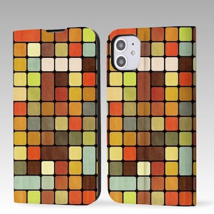 Etui na telefon z klapką w kratkę, estetyczne, portfelowe, do iPhone'a 16 Pro Max, iPhone'a 16 15 14 13 12, iPhone'a Pro Max, iPhone'a Pro, iPhone'a Plus