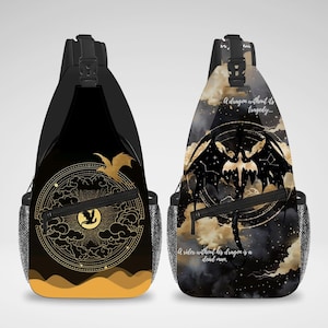 Bolso bandolera con diseño de fantasía de dragón, bolso de pecho, mochila cruzada, bolso de viaje, organizador de accesorios para iPad y tableta.