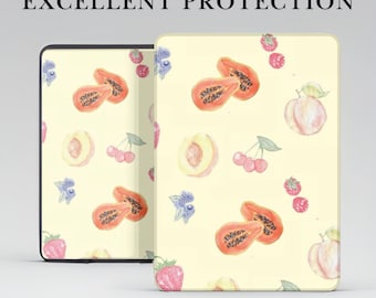 Cute Fruit Pattern Aesthetic Kindle Case with Hand Grip for 7&quot;/6.8&quot; Kindle Paperwhite 12 11, Kindle Scribe, Kindle Colorsoft, Kindle 11 10 8