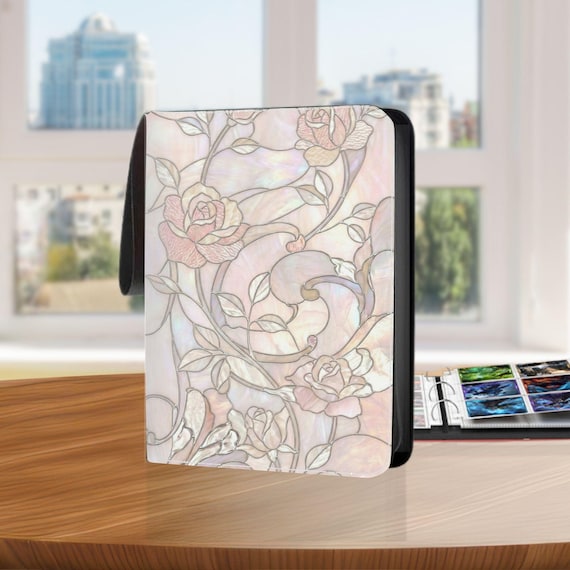 trading card storage binder 9-Pocket Purple providing a total of 360 slots Stained Glass Floral Trading Card