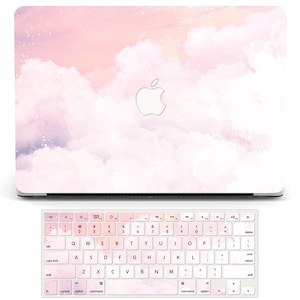 Personalized Initial Pink Watercolor Art MacBook Case with Keyboard Cover for MacBook Air 13 15, MacBook Pro 13 14 16 inch, MacBook M1 M2 M3