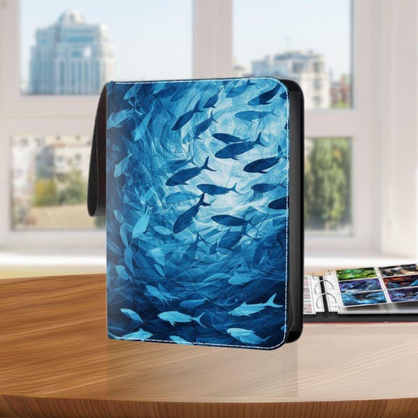 Blue Fish Sea Trading Card Binder with 400/900 Pockets, Card Storage for TCG/MTG/Sport/Game Card Collection, Gift for Collectors, Kids