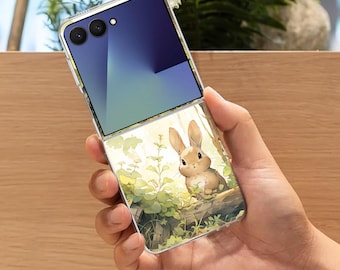 Custodia a conchiglia con coniglietto dei cartoni animati per Samsung Galaxy Z Flip 7 7FE, Galaxy Flip 6, ZFlip 5 4, cover antiurto.