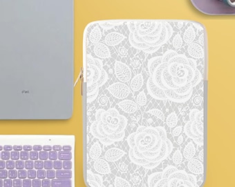 Rose Lace Pattern Laptop Sleeve, Padded Case for MacBook, Chromebook, iPad and Tablets (10-15 inch)