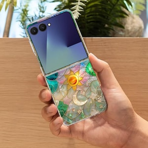 Süße Glasmalerei Galaxy Flip Handyhülle für Samsung Galaxy Z Flip 7 7FE, Galaxy Flip 6, ZFlip 5 4, stoßdämpfende ästhetische Abdeckung
