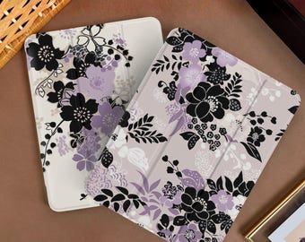 Purple Bloom iPad Case w Pencil Holder, Trifold Stand Cover for iPad Pro 13" 12.9" 11", iPad A16 11 10 Gen, iPad Air, iPad Mini A17 Pro