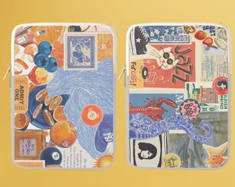 Cute Patterns Aesthetic Scrapbook Collage Sleeve for 12 13 14 15 inch MacBook Air MacBook Pro, Laptop, iPad, iPad Pro Tablet Case Cover