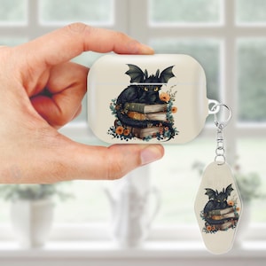 Cute Dragon on Books Aesthetic AirPods Case for AirPods Pro 2 1, AirPods 4 3, AirPod 2 1 Gen, Aesthetic Cover with Keychain, Anti Lost Strap