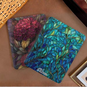 Personalized Botanical Stained Glass iPad Case w Pen Slot, Trifold Stand iPad Flip Case for iPad Pro 13 12.9 11, iPad Air 11 13", iPad Mini