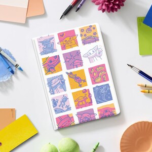 Cute Cartoon Pattern Aesthetic Scrapbook iPad Case for iPad Pro 13 12 11, iPad Air 13", iPad Air 5 4, iPad 10 9, Collage Cover with Pen Slot