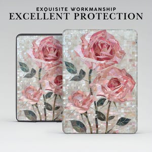Custodia Kindle con motivo floreale a mosaico con impugnatura per Kindle Paperwhite 12/11 da 7"/6,8", Kindle Colorsoft Signature Edition, Kindle 11/10/8.