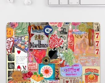 Cute Patterns Aesthetic Scrapbook MacBook Case for MacBook Air 15 13, MacBook Pro 16 14 13 inch, MacBook M3 M2 M1, Collage Cover