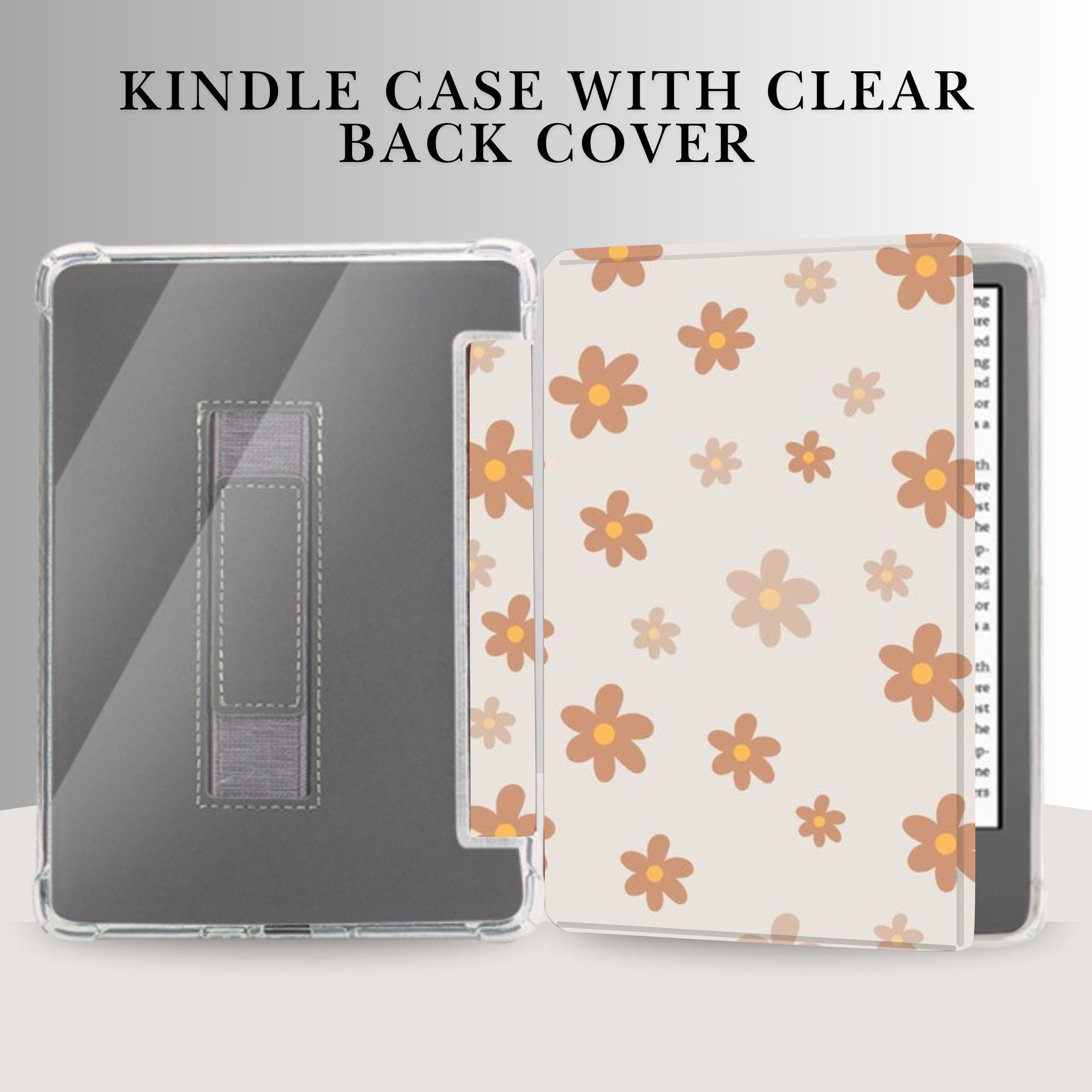 Cute Floral Kindle Case with Clear Back Cover for Kindle 6" 6.8" 7 inch, Paperwhite 12 11, Kindle Colorsoft/Scribe/Oasis, Kindle 10 11