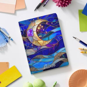 Personalized Stained Glass Art Print iPad Book Stand Case for iPad Pro 13 12 11, iPad Air 13",  iPad 10 9, iPad Mini, Cover w Pen Slot