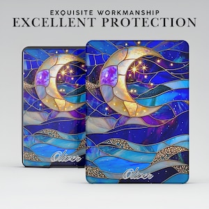 Personalized Stained Glass Art Print Kindle Case with Hand Grip for Kindle 6" 6.8" 7", Paperwhite 12 11,Colorsoft/Scribe/Oasis, Kindle 10 11