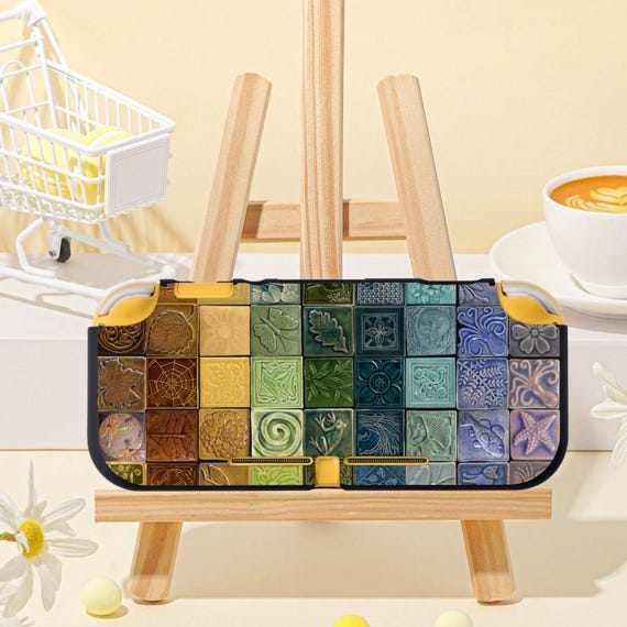 Cute Ceramic Tile Case for Nintendo Switch Lite, Protective Cover, Shock-Absorption, Anti-Scratch Skin Shell, Optional Screen Protector