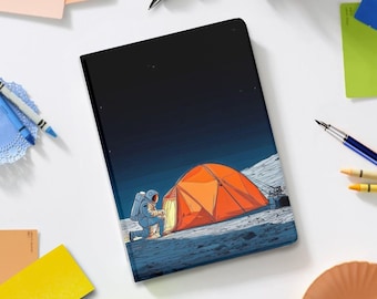 Space Astronaut iPad Book Case w Pencil Holder for iPad Pro 13" 12.9" 11", iPad A16, 11 10 Gen, iPad Air 13 11 10.9 inch, iPad Mini