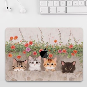 Cute Cat Kitten Aesthetic MacBook Case for MacBook Air 15 13, MacBook Pro 16 14 13 inch, M3 M2 M1, MacBook Collage Case Cover