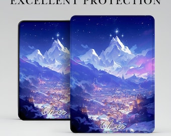 Funda Mountain Star City para Kindle con agarre de mano para Kindle 11 10, Kindle Paperwhite, Kindle Scribe, Colorsoft, Oasis, Kindle 6" 6.8" 7"