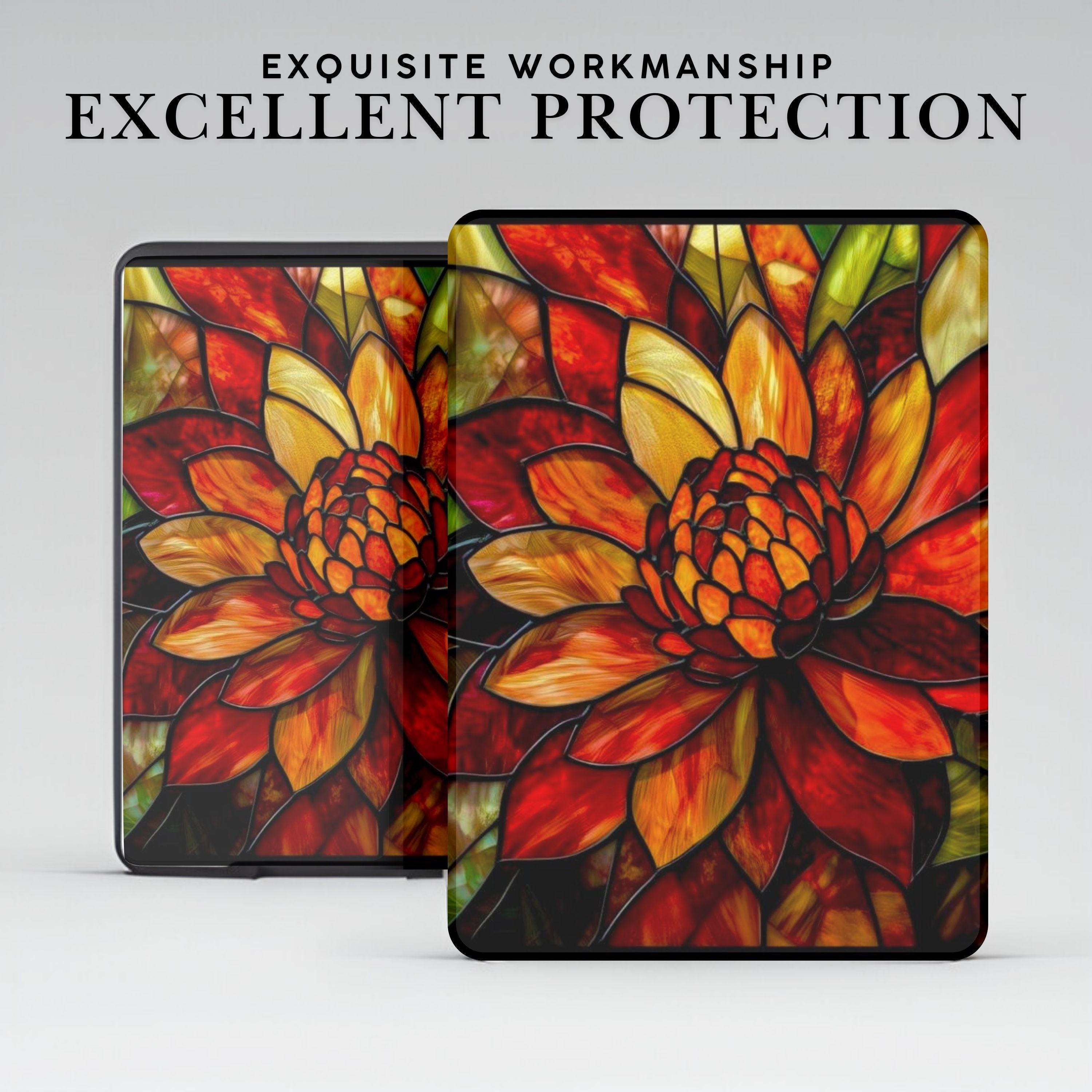 Personalized Botanical Stained Glass Kindle Case With Hand Grip for ...