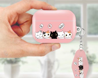 アニメ黒猫アート美的AirPodsケース、AirPods Pro 2 1、AirPod 4 3