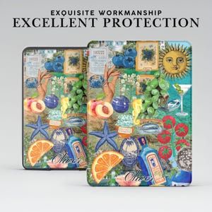 Personalized Sun Fruit Kindle Case w Hand Grip for 7"/6.8" Kindle Paperwhite 12 11, Kindle Colorsoft Signature Edition, Kindle 11 10 8