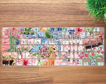 Funda de teclado estética Summer Collage para MacBook Pro de 13, 14 y 16 pulgadas, MacBook Air de 13 y 15 pulgadas, M4, M3, M2 y M1 (todos los modelos), diseño de teclado para portátil.