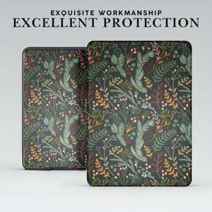Custodia Kindle Botanical Dark con cinturino da polso per Kindle Paperwhite 12 11 da 7"/6,8", Kindle Colorsoft Signature, Kindle 11 10 8