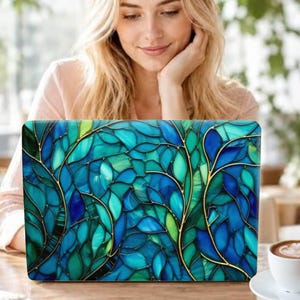 Botanical Stained Glass Laptop Case for MacBook Air 15 13, MacBook Pro 16 14 13 inch, MacBook Neo, M5 M4 M3 M2, Protective Cover