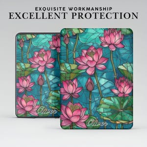 Custodia Kindle personalizzata con impugnatura a forma di loto per Kindle 6", 6,8", 7", Paperwhite 12" 11, Kindle Colorsoft/Scribe/Oasis, Kindle 10" 11