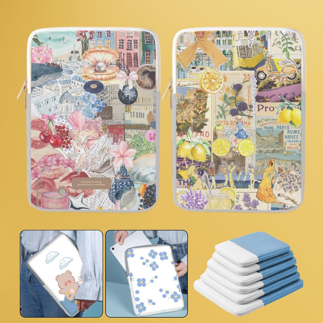 Cute Patterns Aesthetic Scrapbook Collage Sleeve for 12 13 14 15 Inch