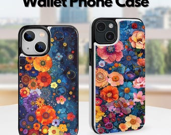 Dark Botanical Floral Wallet Phone Case with Stand for iPhone 18 Pro Max, iPhone 17 17E 16 16E 15 14, iPhone Air