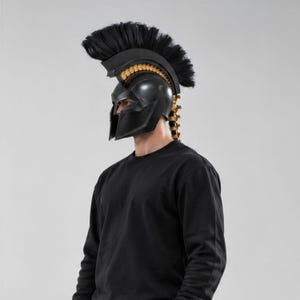 Hełm Agamemnona do kostiumu Odyssey, cosplay na Halloween, maska ​​inspirowana wojownikami Spartan, przenośny stojak na LARP, w zestawie stojak na hełm