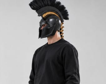 Agamemnon Helmet for Odyssey Costume, Halloween Cosplay, Spartan Warriors inspired Mask, Wearable LARP Display, Helmet Stand Included