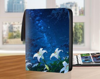 Blossoming Lilies Trading Card Binder with 400/900 Pockets, Storage for TCG/MTG/Sport/Game Card Collection, Collectors Kids Gift
