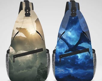 Cute Dragons Art Aesthetic Cross Body Sling Bag, Chest Bag, Crossbody Backpack, Travel Bag, Accessories Organizer for iPad Tablet