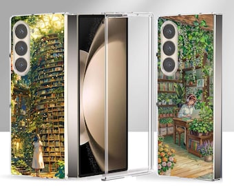 Cozy Botanical Bookstore Galaxy Phone Case for Samsung Galaxy Z Fold 8 Ultra, Fold 8 7 6 5 4, Protective Cover