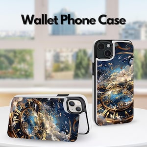 Abstract Timeline Aesthetic Wallet Flip iPhone Case for iPhone 16 15 Pro Max, iPhone 16 16E 15 14 13 12 11, iPhone Pro Max, Pro Plus