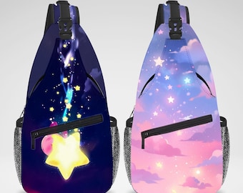 Cute Stars Aesthetic Cross Body Sling Bag, Chest Bag, Crossbody Backpack, Travel Bag, Accessories Organizer for iPad Tablet