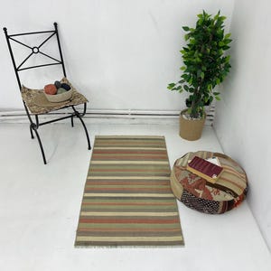 2x4 Striped Turkish small doormat,colorful stripes Turkish handmade vintage small rug,colorful doormat,natural rug,2&#39;1x3&#39;8 ft,116x66 cm