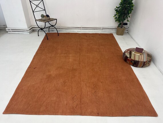 6x9 Hemp Brick orange area rug 6x9 vintage orange jute area rug 6x8 brick orange jute hemp rug 6x9 large size rug 6x9 Anatolian,275x198 cm