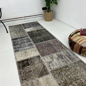 2x8 Patchwork vintage runner 2x8 Vintage patchwork gray runner 2x8 Darkly colors kilim runner 2x8 Patchwork kilim runner 2x8 modern,246x71cm