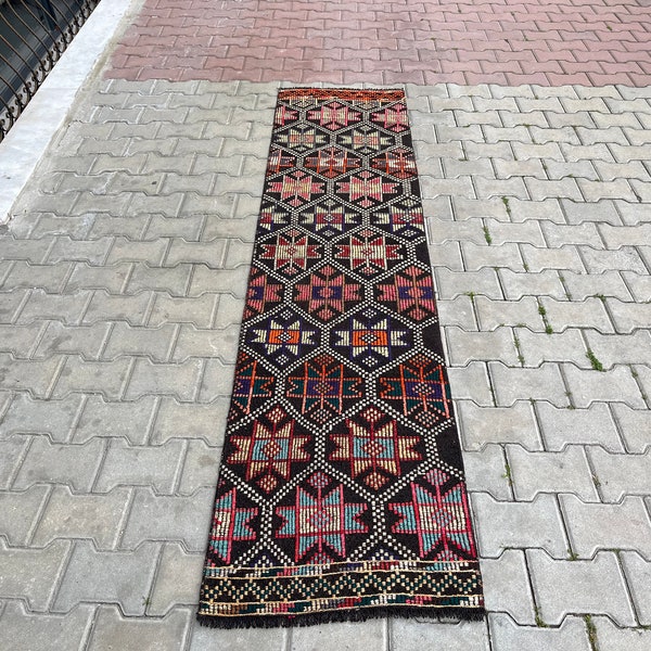 2'0x8'2 ft,Wool Hallway Rug,2x8ft,Runner Rug,Natural Rug,Entry Rug,Handwoven Kilim,Decoritive Rug,Vintage rug,250x60 cm SKU.3052