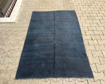 Alfombra de área de cáñamo de 4'3x6'3 pies, 4x6 pies, alfombra Kilim de cáñamo turco, alfombra natural, alfombra tejida a mano, alfombra de dormitorio 4x6, alfombra de área vintage, 194x132 cm SKU.3010